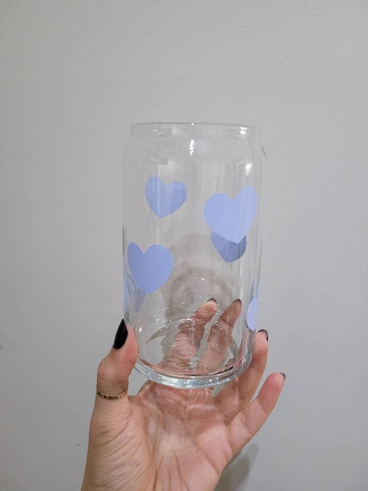 Blue Heart Glass Cup