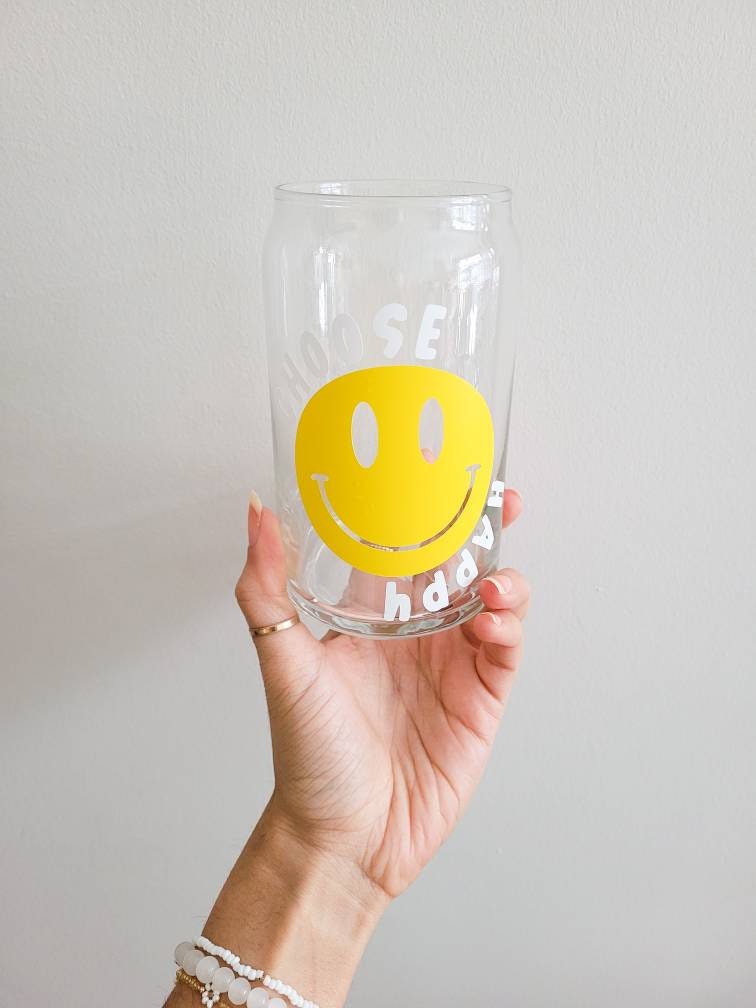 Choose Happy Glass Cup
