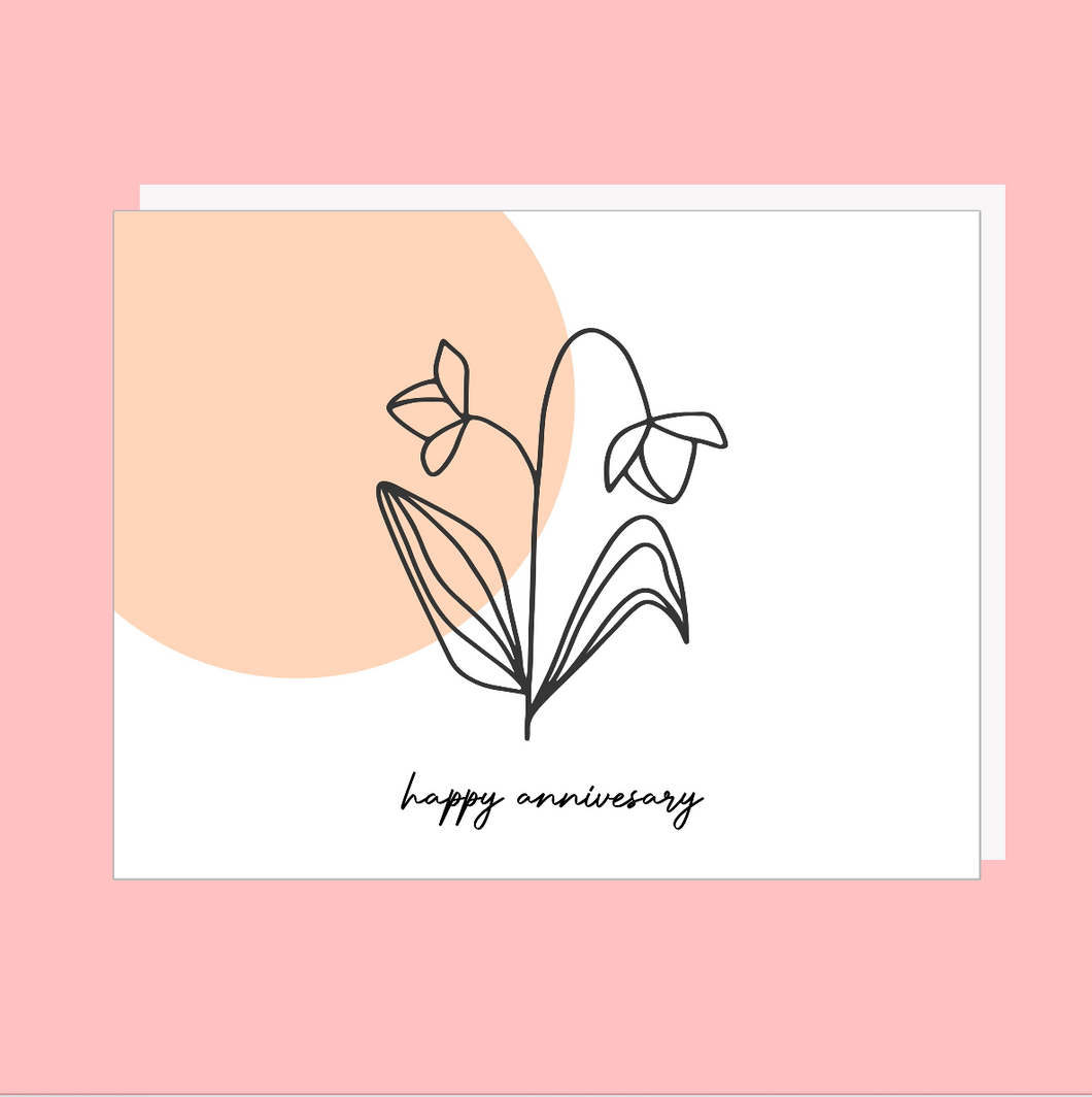 Happy Anniversary Card - Floral Card - Love Card - Blank Card