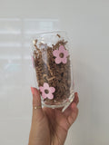 Pink Metallic Daisy Glass Cup