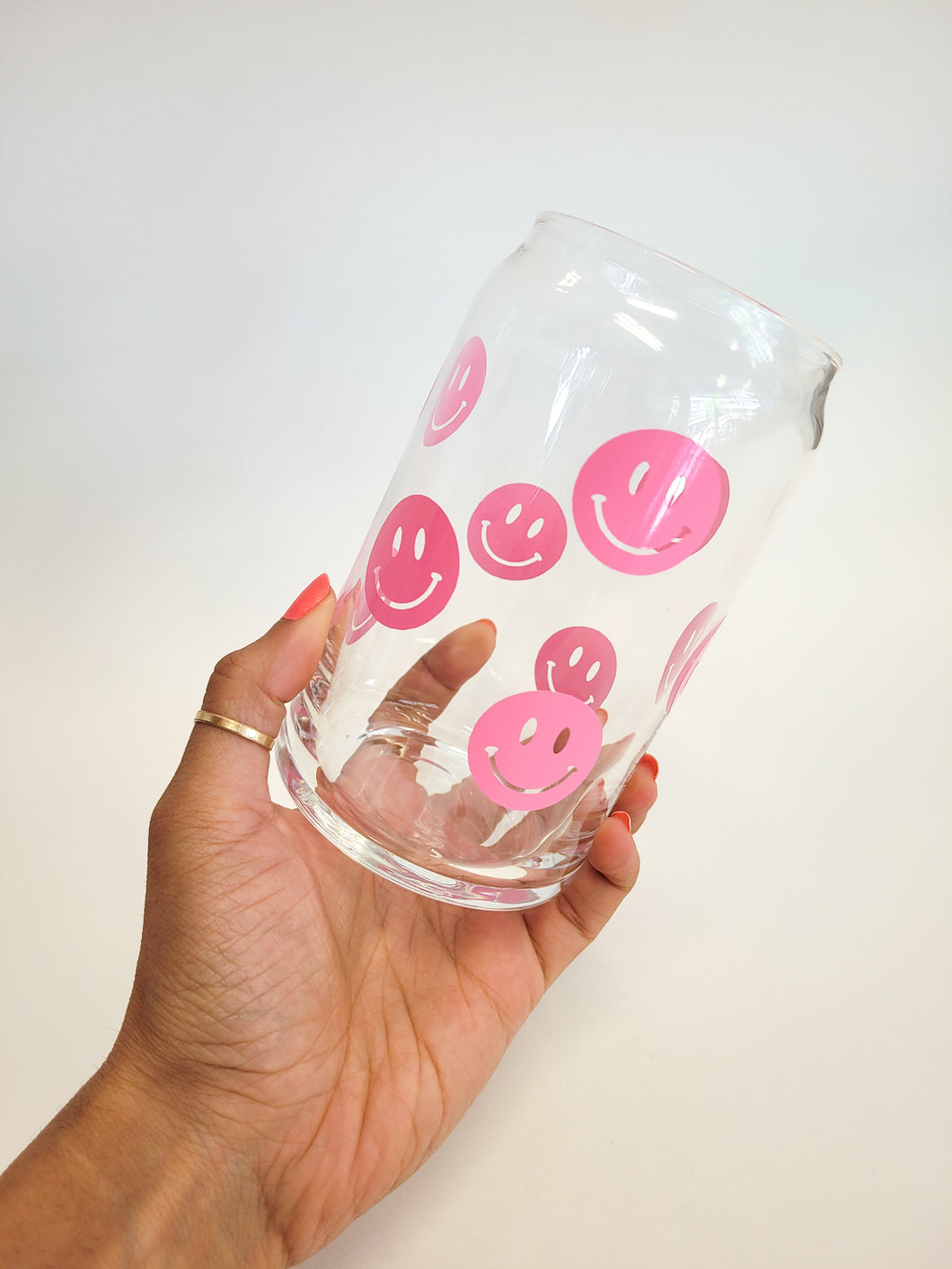 Pink Smile Glass Cup
