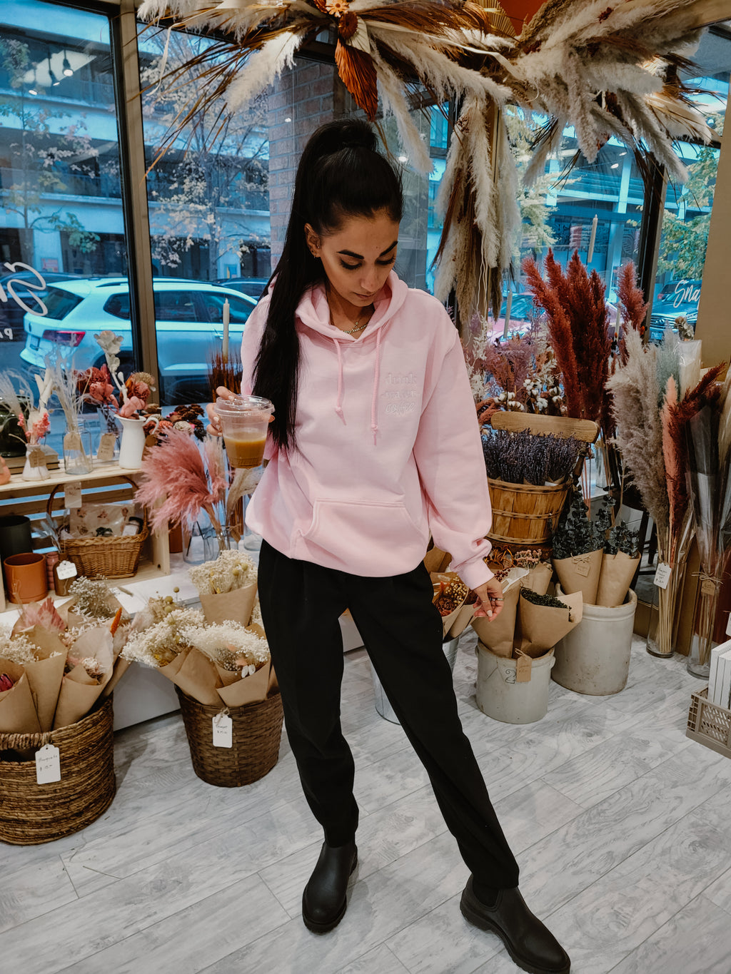 Drink Coffee Embroidered Hoodie