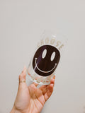 Choose Happy Glass Cup - Beige/Brown