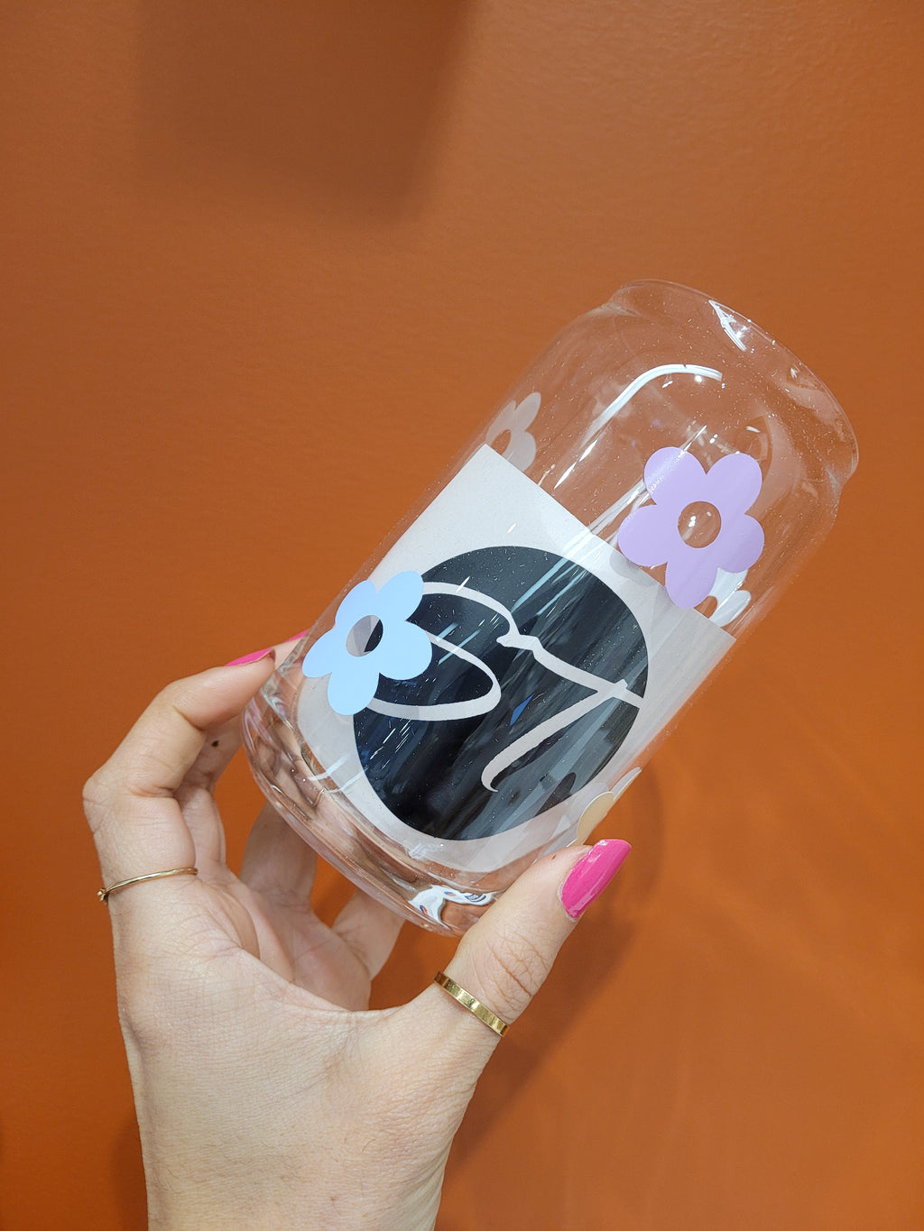 Multicolour Daisy Glass Cup