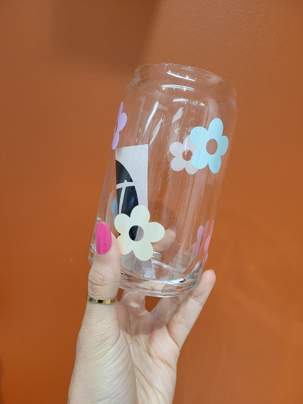 Multicolour Daisy Glass Cup