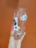 Multicolour Daisy Glass Cup