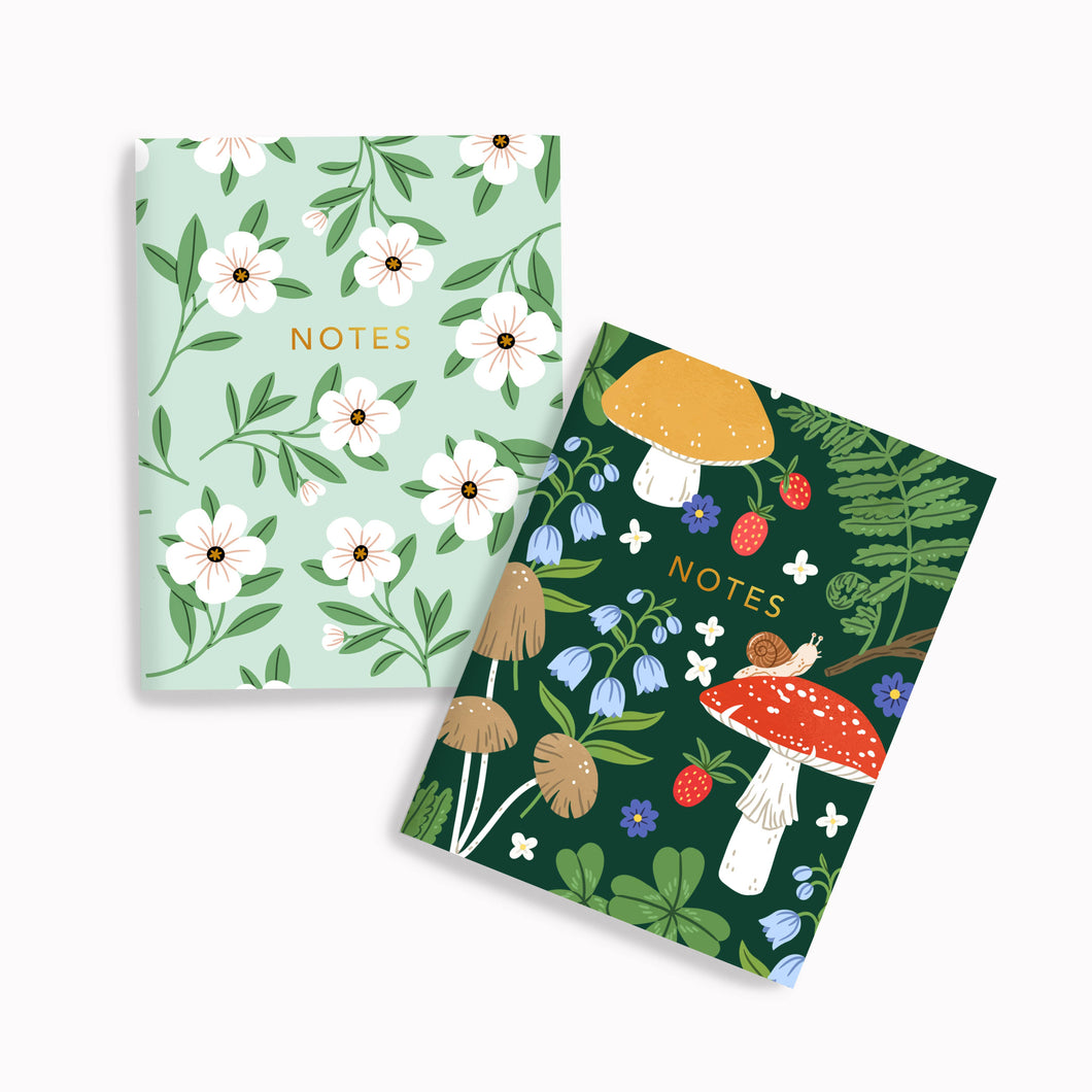 Mushrooms + Minty Floral | Pocket Notebook Set
