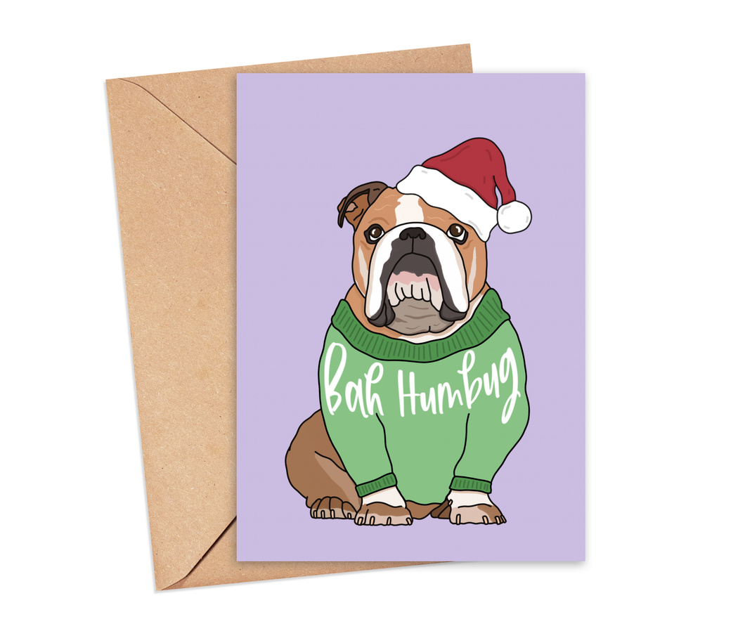 Bulldog Bah Humbug Christmas Card