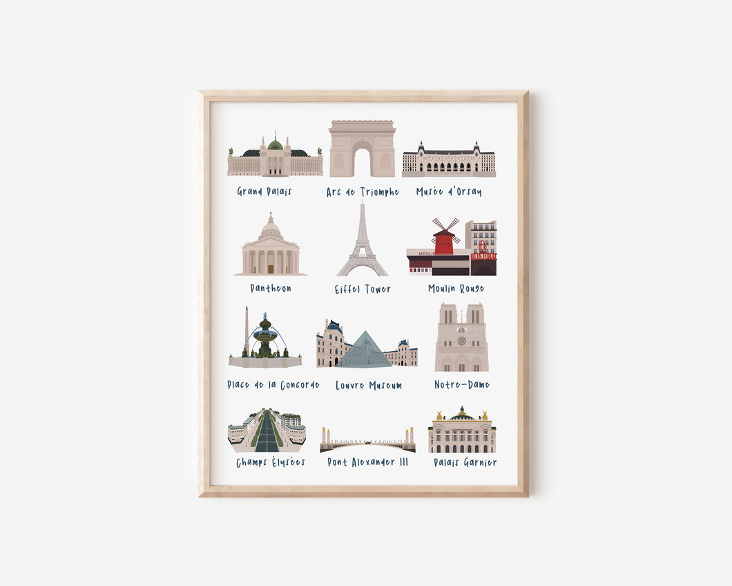 Paris Landmarks Print
