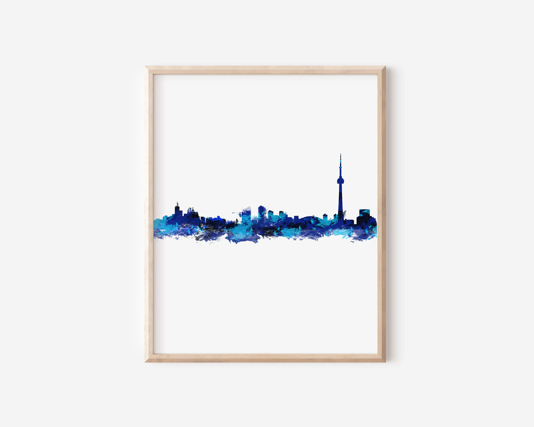 Toronto Blue Watercolour Skyline Print