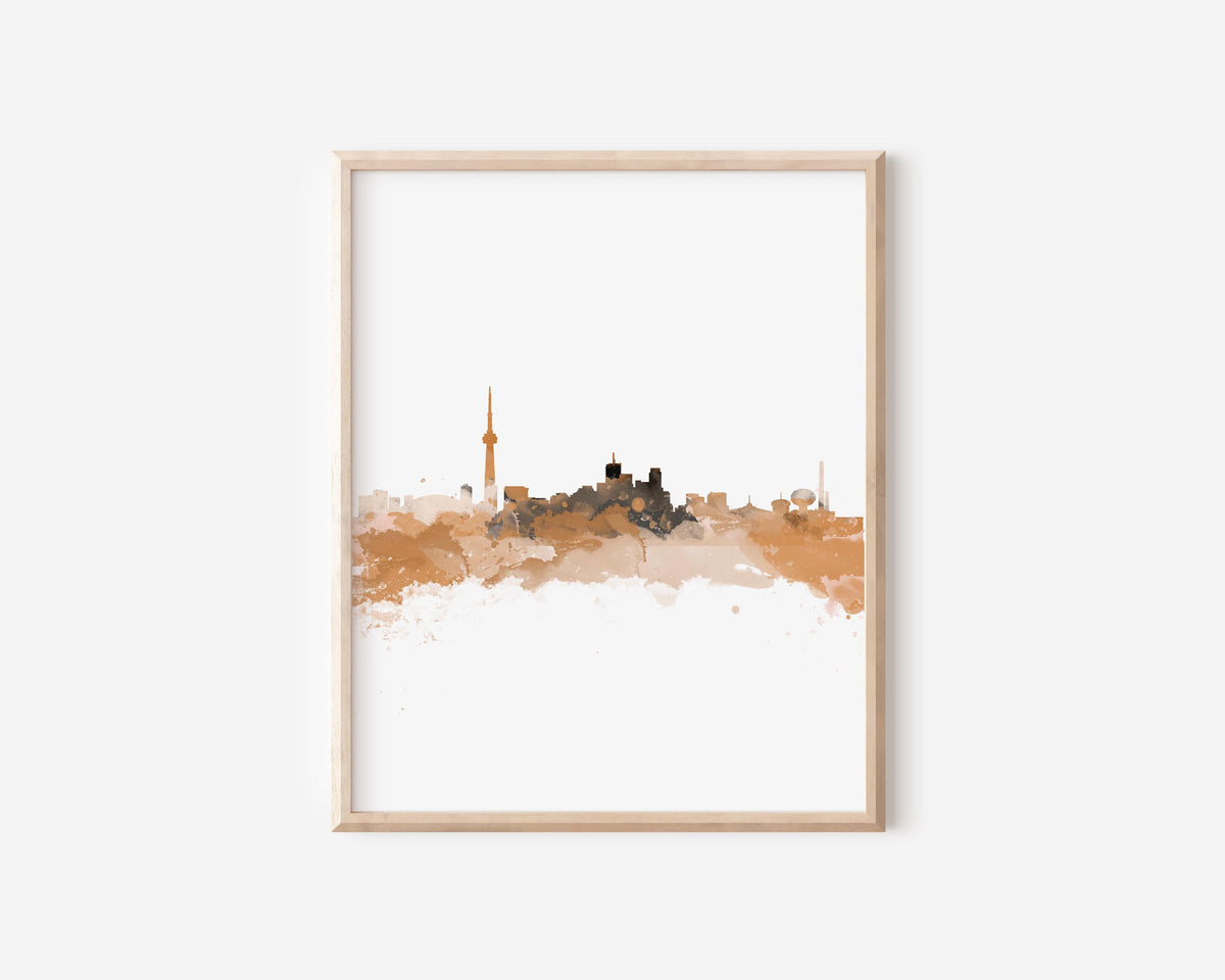 Toronto Beige Watercolour Skyline Print