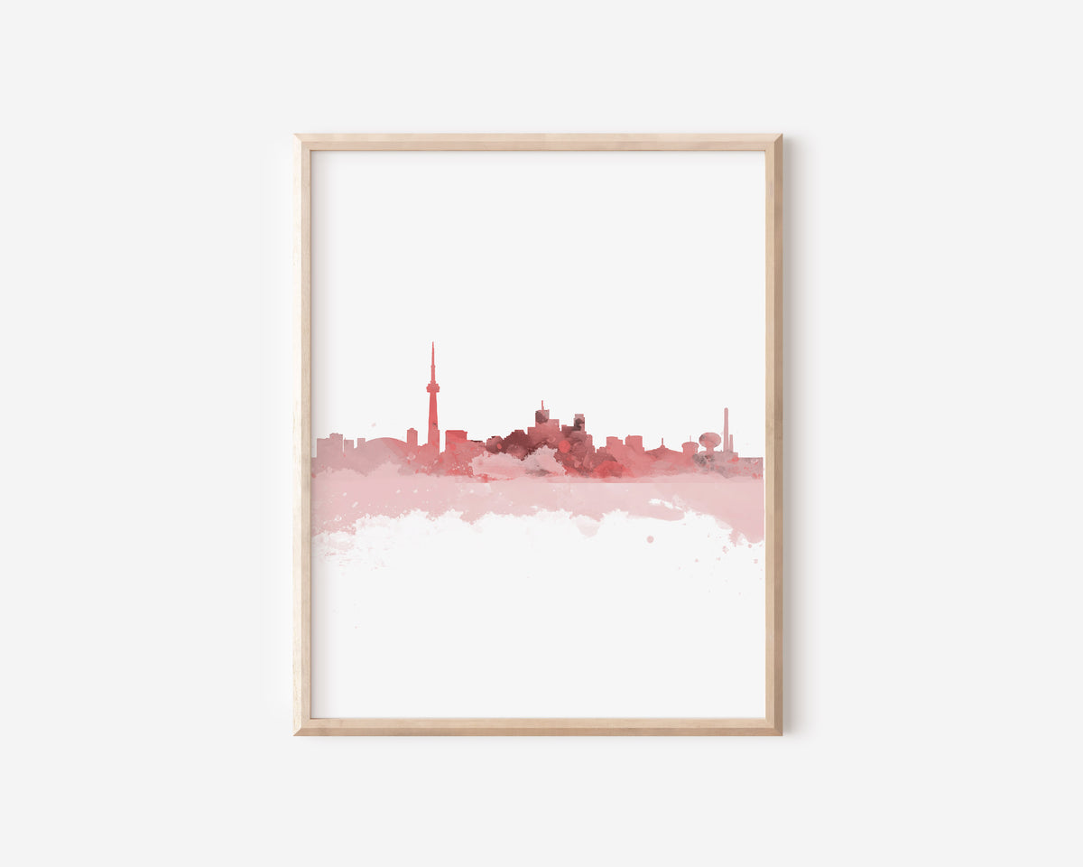 Toronto Pink Watercolour Skyline Print