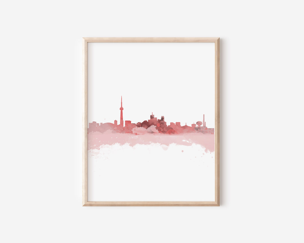 Toronto Pink Watercolour Skyline Print