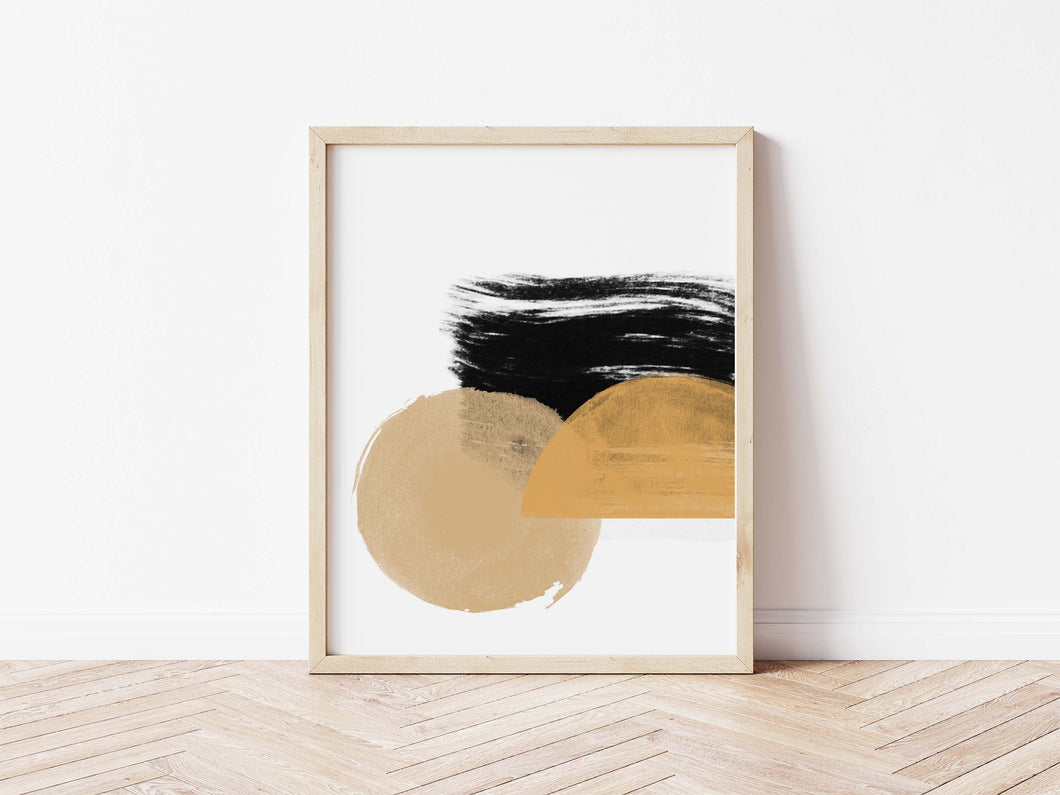 Black and Beige Abstract Print