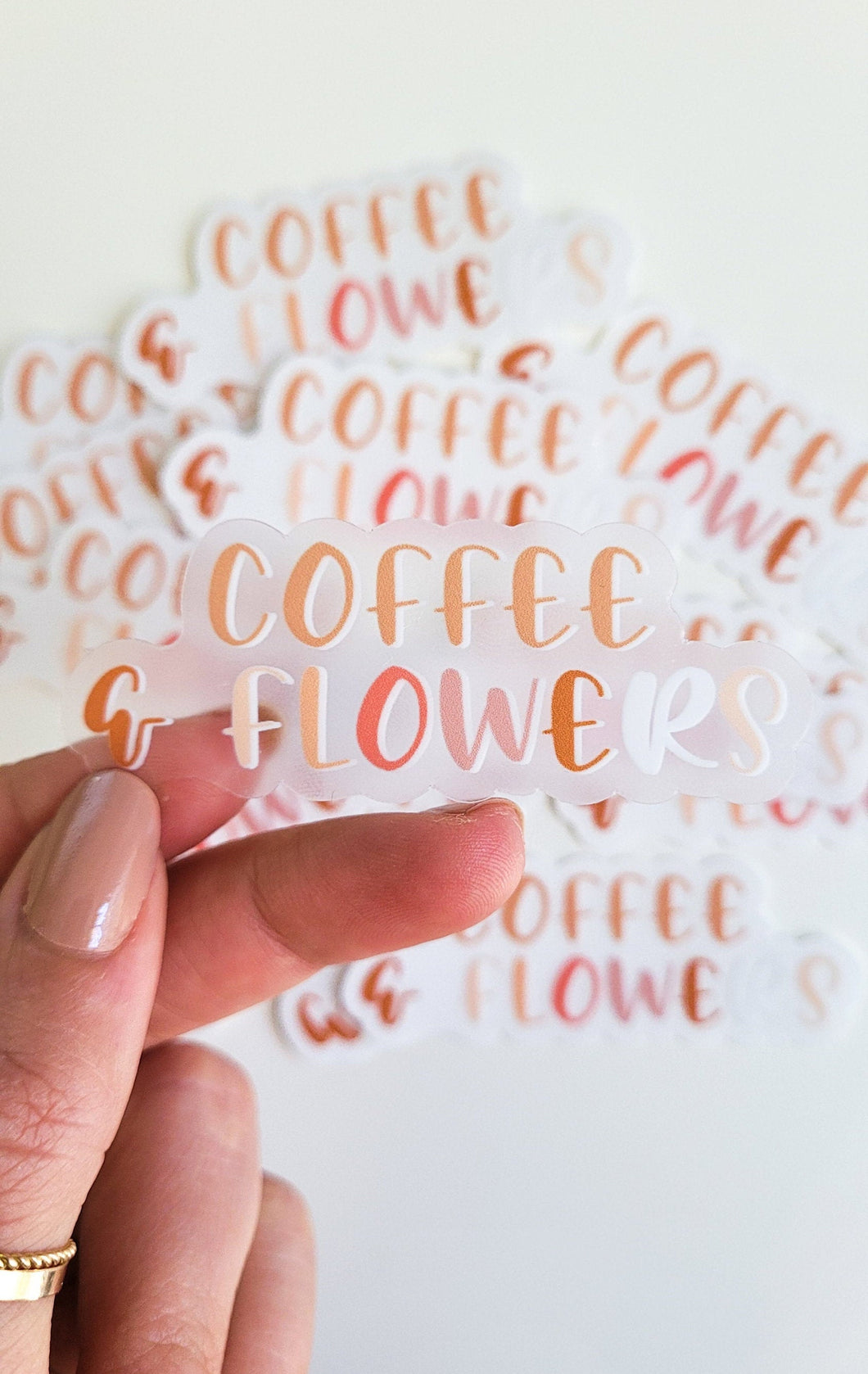Coffee and Flowers Clear Sticker