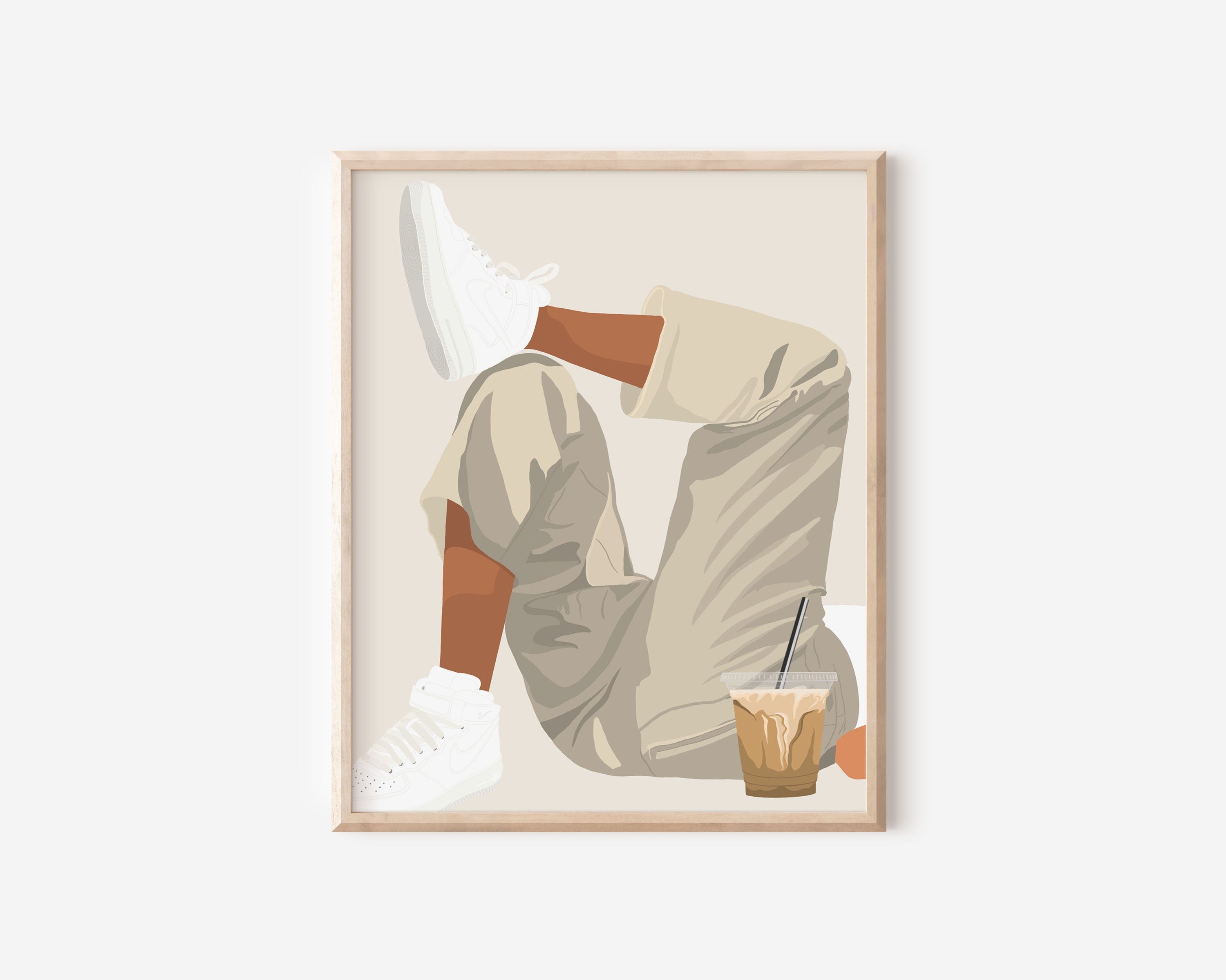 Sneakers and Coffee Illustration Print