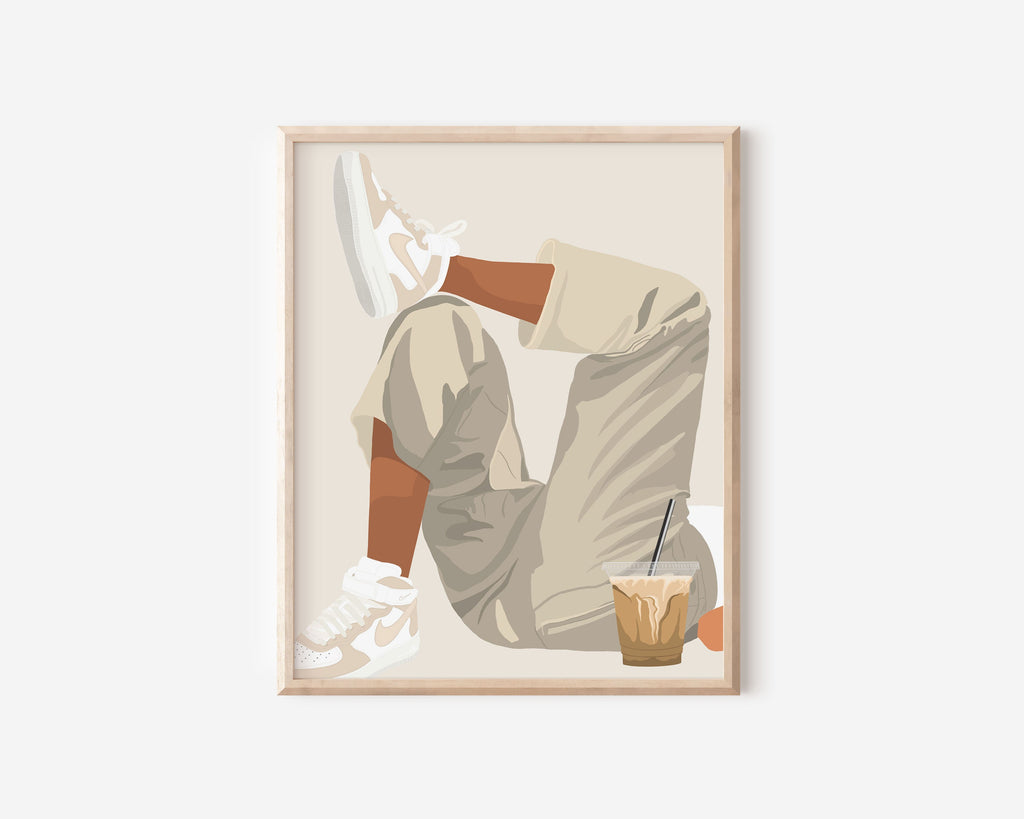 Sneakers and Coffee Illustration Print