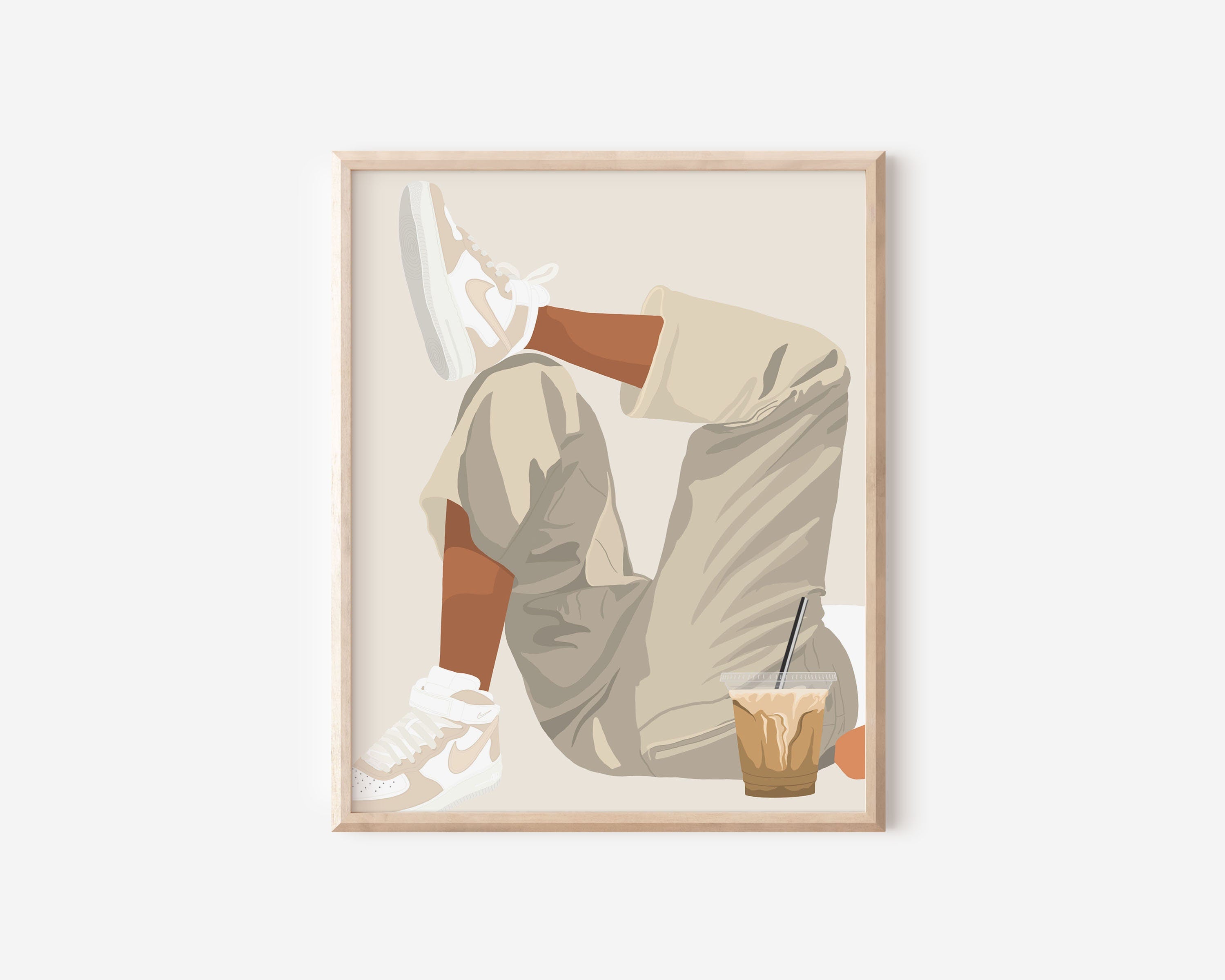 Sneakers and Coffee Illustration Print