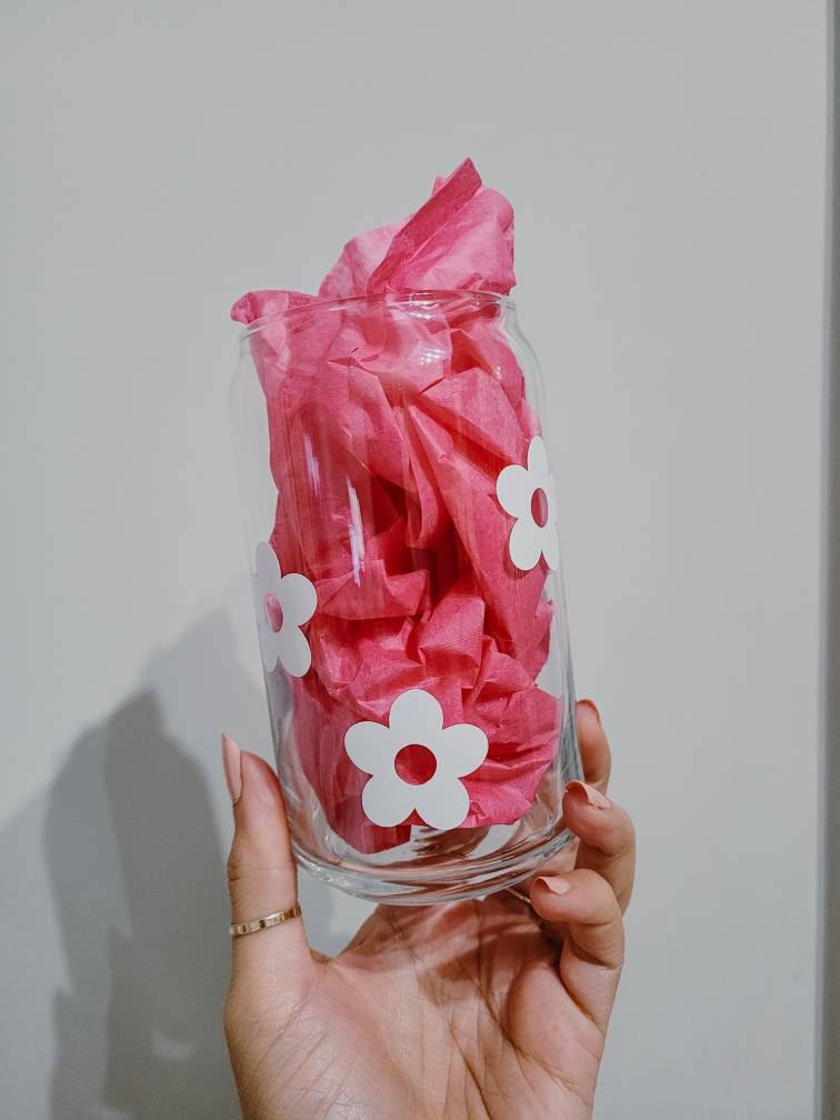 White Daisy Glass Cup