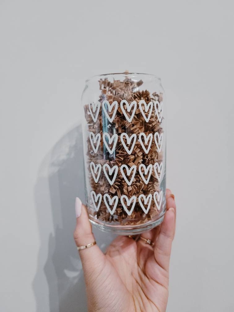 White Heart Glass Cup