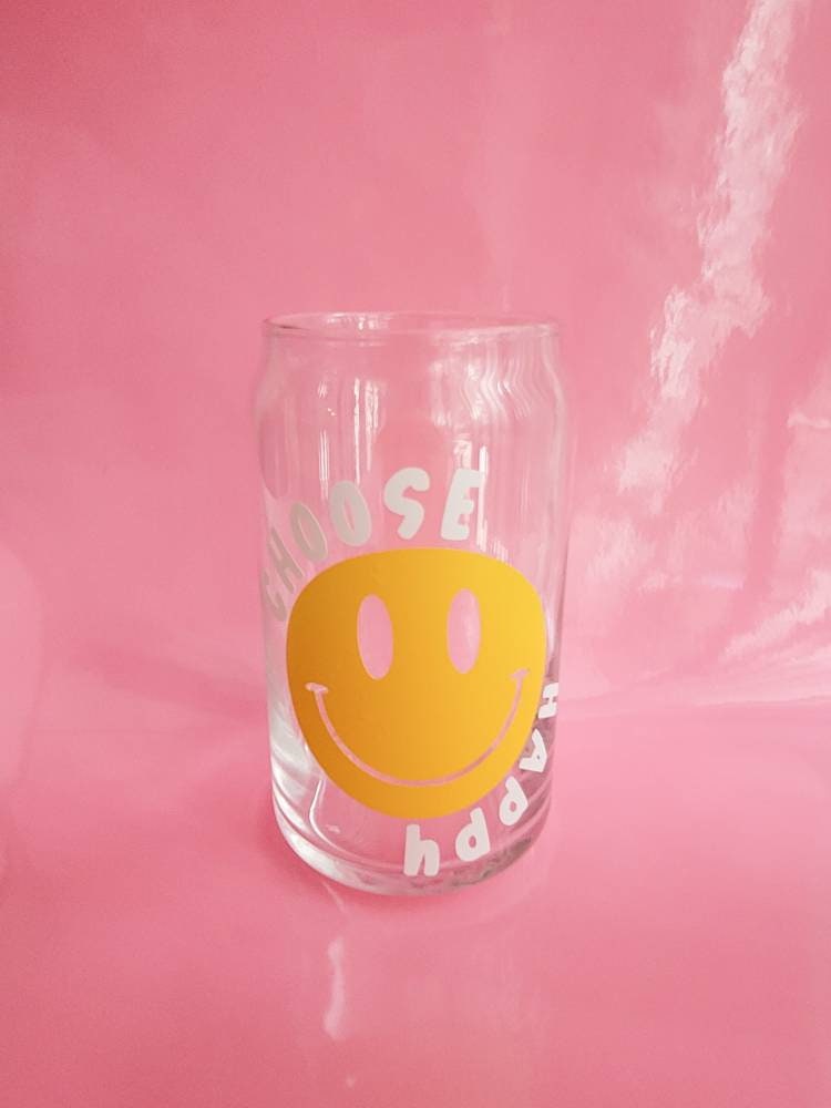Choose Happy Glass Cup