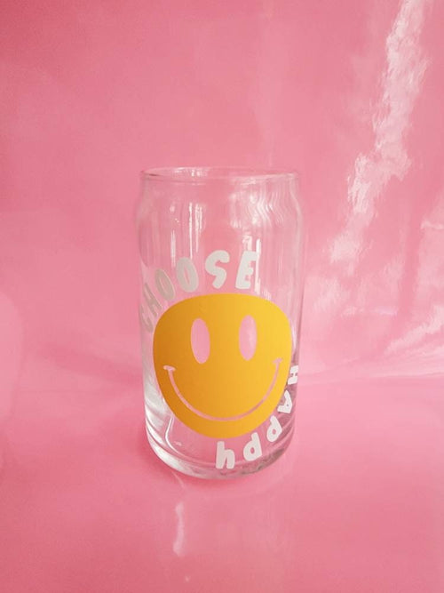 Choose Happy Glass Cup