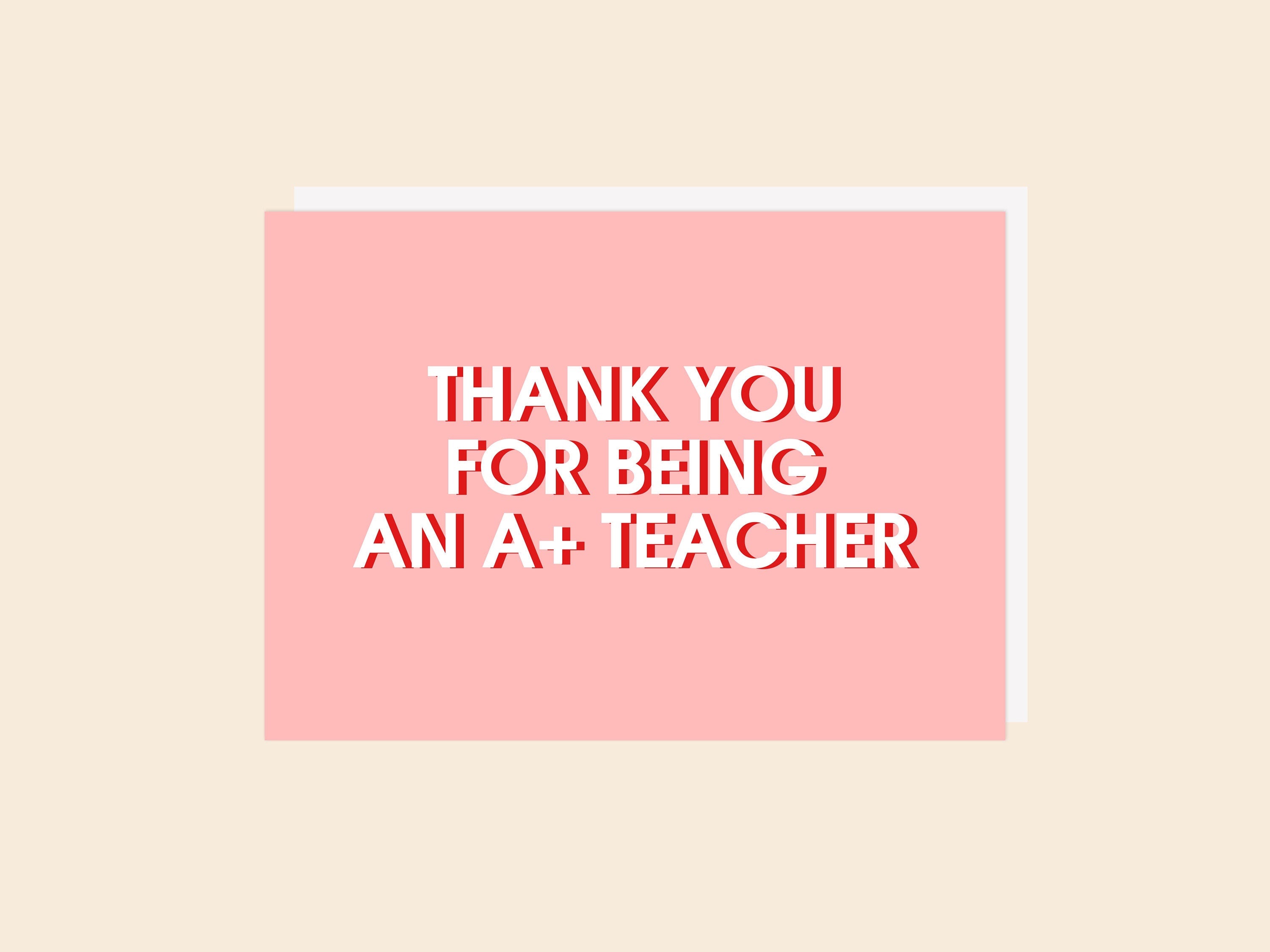 Teacher Card - A+ Teacher Pink - Greeting Card