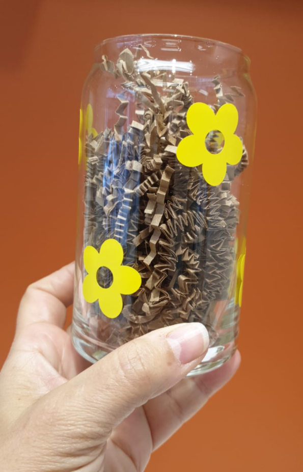 Yellow Daisy Glass Cup
